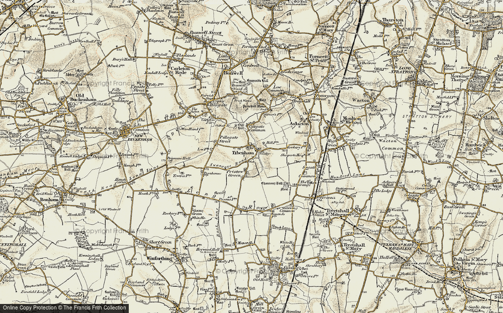 Old Map of Tibenham, 1901-1902 in 1901-1902