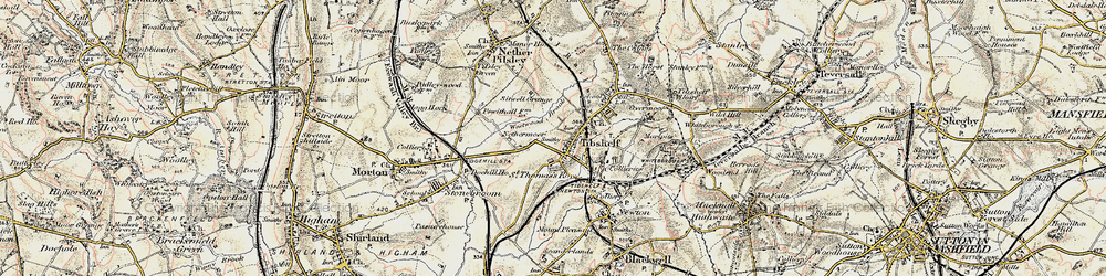 Old map of Tibshelf in 1902-1903