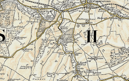 Old map of Tichborne in 1897-1900