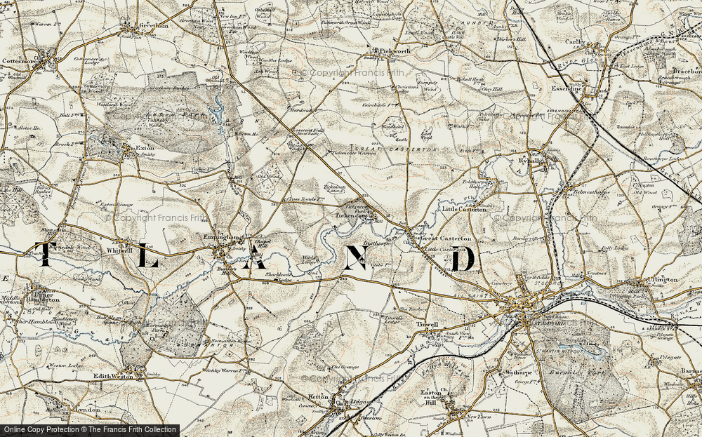 Old Map of Historic Map covering Tickencote Laund in 1901-1903