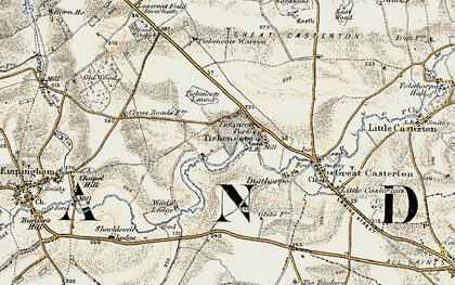 Old map of Tickencote Laund in 1901-1903