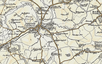 Old map of Tickford End in 1898-1901