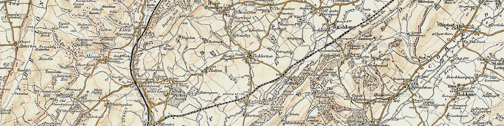 Old map of Ticklerton in 1902-1903