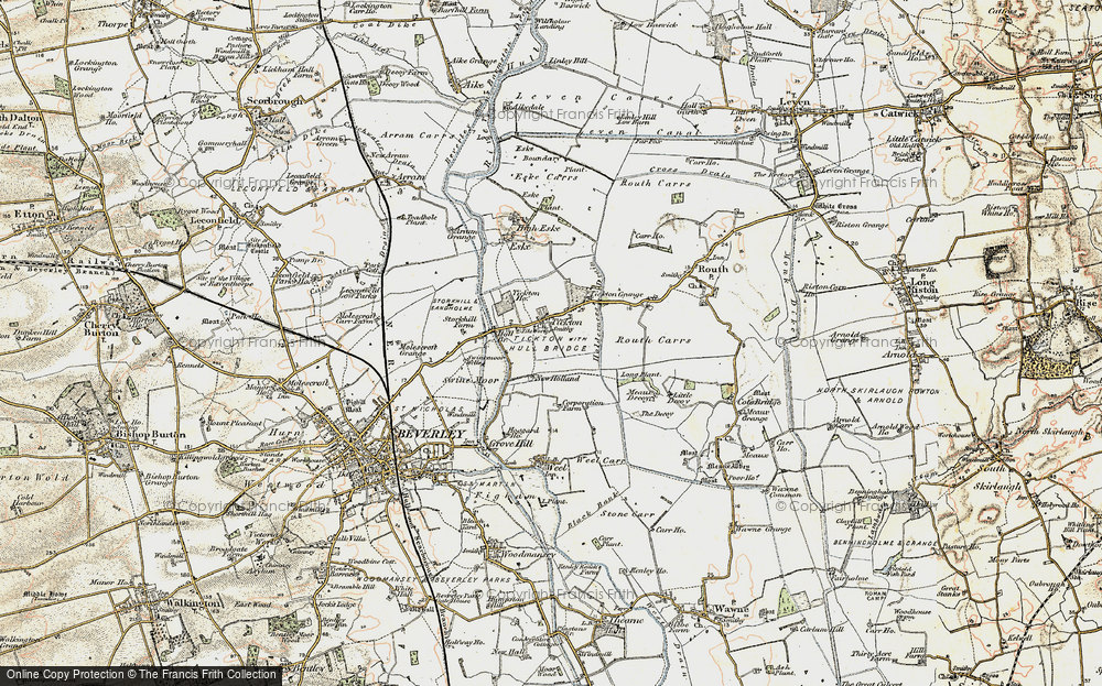 Old Map of Historic Map covering Holderness Drain in 1903-1908