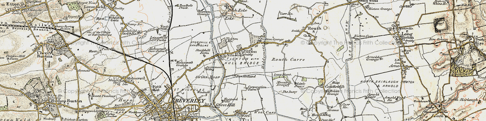 Old map of Tickton Hall in 1903-1908