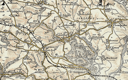 Old map of Tideford in 1899-1900
