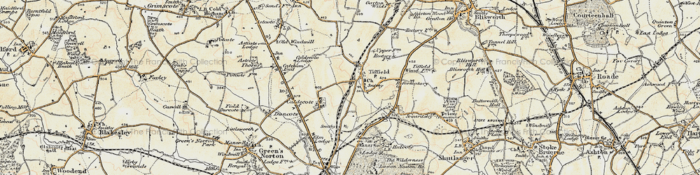 Old map of Tiffield in 1898-1901
