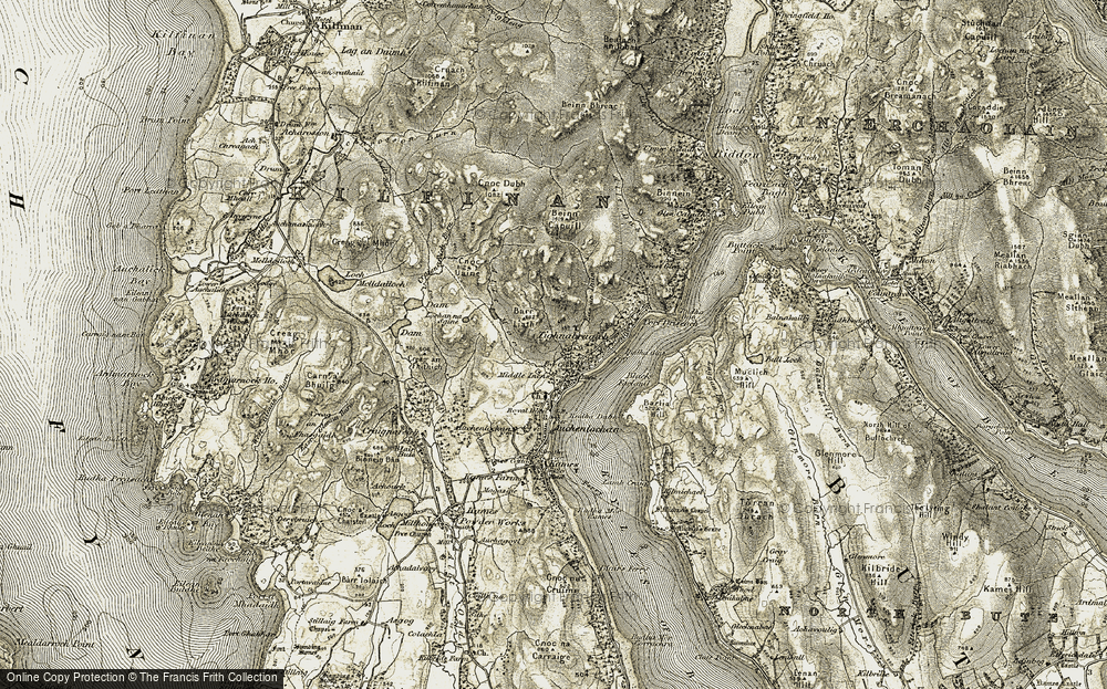 Old Map of Historic Map covering Beinn Capuill in 1905-1907