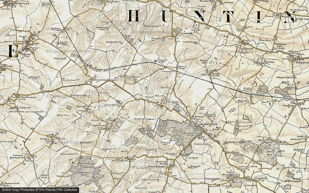 Old Map of Historic Map covering Bustard Hill in 1901