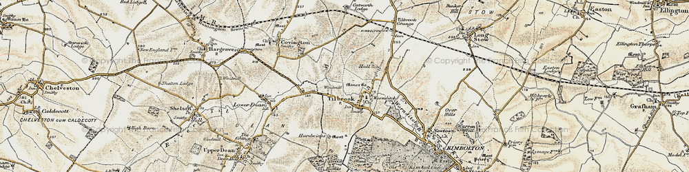 Old map of Tilbrook Bushes in 1901