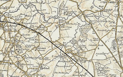 Old map of Tile Cross in 1901-1902