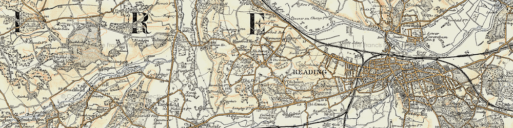 Old map of Tilehurst in 1897-1900