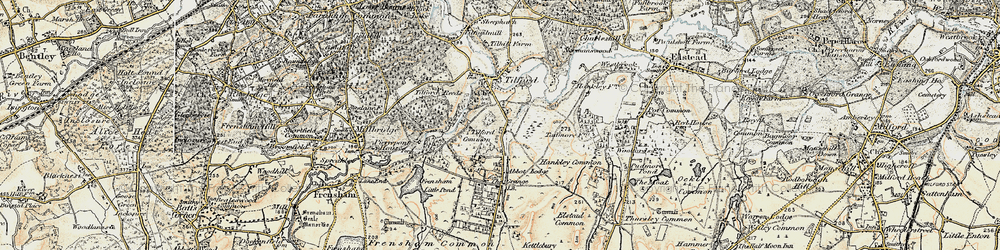 Old map of Tilford Common in 1897-1909