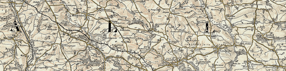 Old map of Tilland in 1899-1900