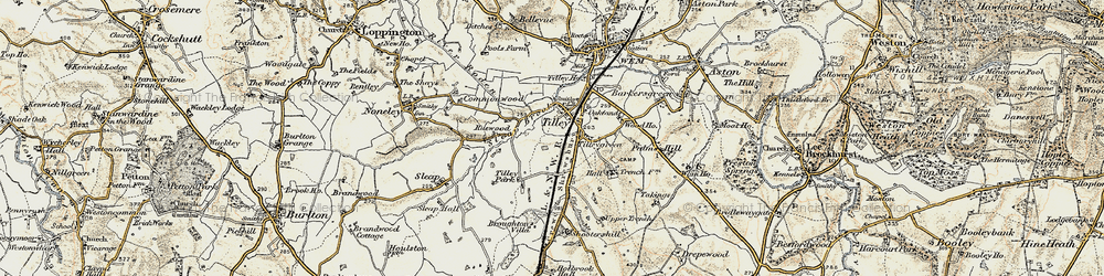 Old map of Tilley in 1902