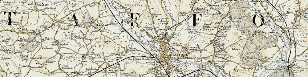 Old map of Tillington in 1902