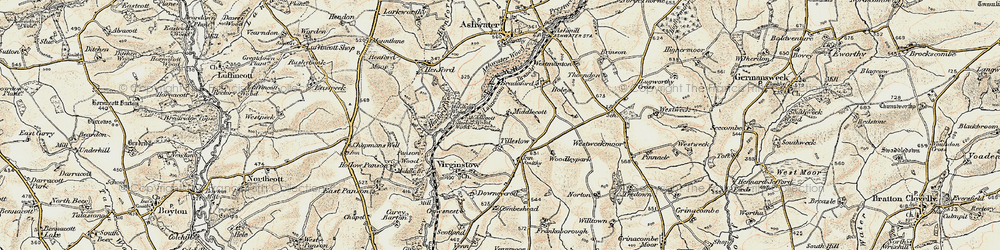 Old map of Ashwater Wood in 1900