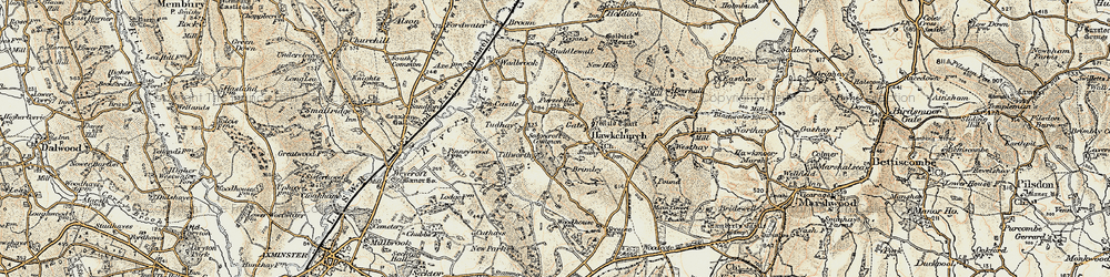 Old map of Tillworth in 1898-1899
