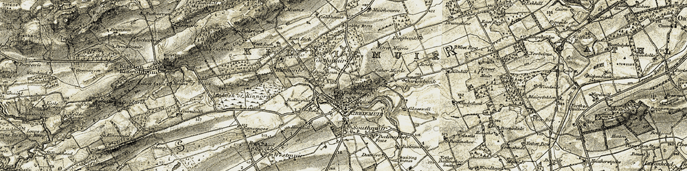 Old map of Tillyloss in 1907-1908