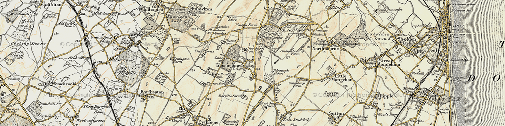 Old map of Tilmanstone in 1898-1899