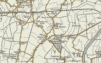 Old map of Tilney All Saints in 1901-1902