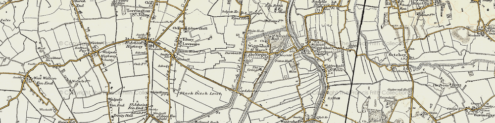 Old map of Tilney cum Islington in 1901-1902