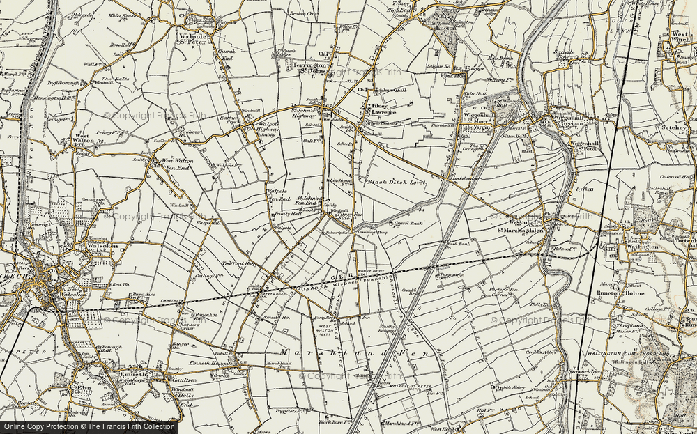 Old Map of Historic Map covering Black Ditch Level in 1901-1902
