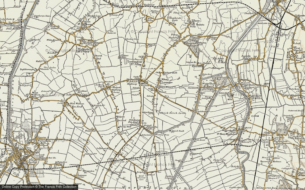 Old Map of Tilney St Lawrence, 1901-1902 in 1901-1902