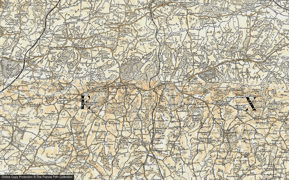 Old Map of Historic Map covering Tinkers Hatch in 1898