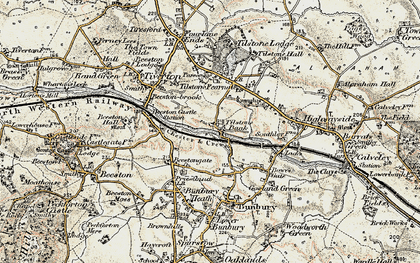 Old map of Tilstone Bank in 1902-1903