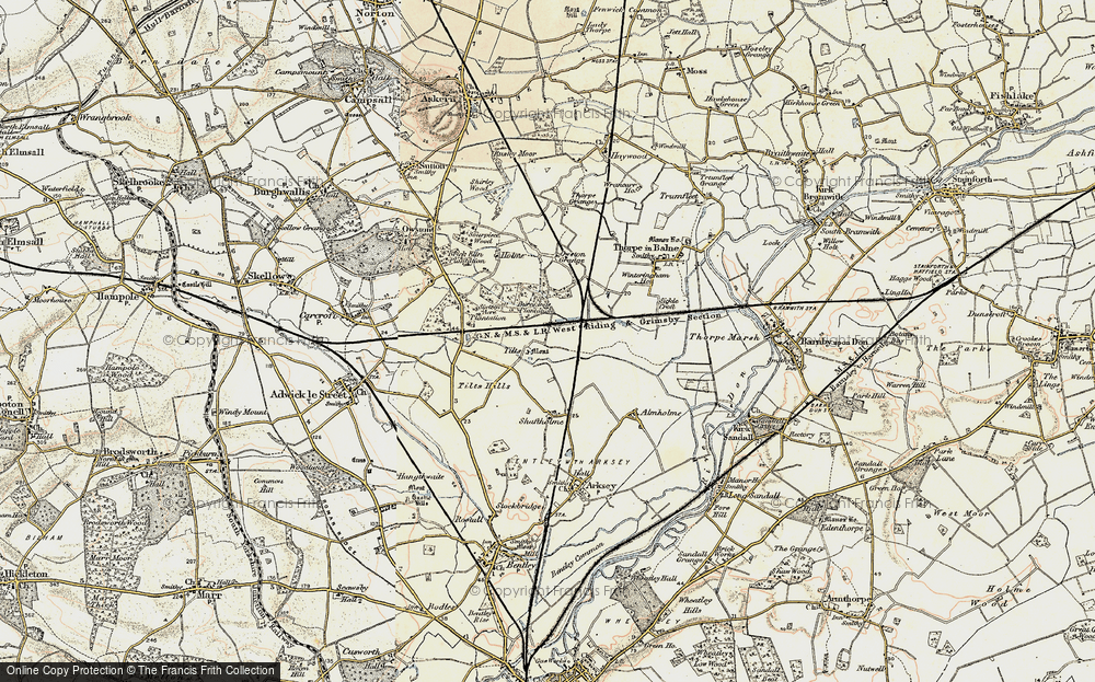 Old Map of Historic Map covering Tilts Hills in 1903
