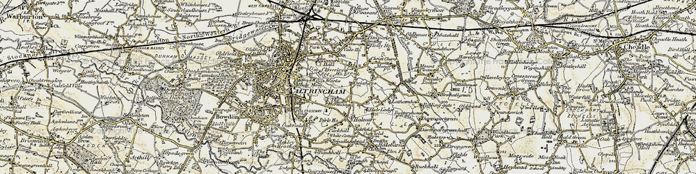 Old map of Timperley Brook in 1903