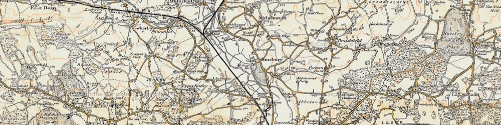 Old map of Timsbury in 1897-1909