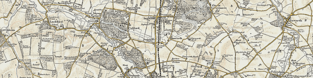 Old map of Timworth Green in 1901