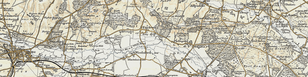 Old map of Tincleton in 1899-1909
