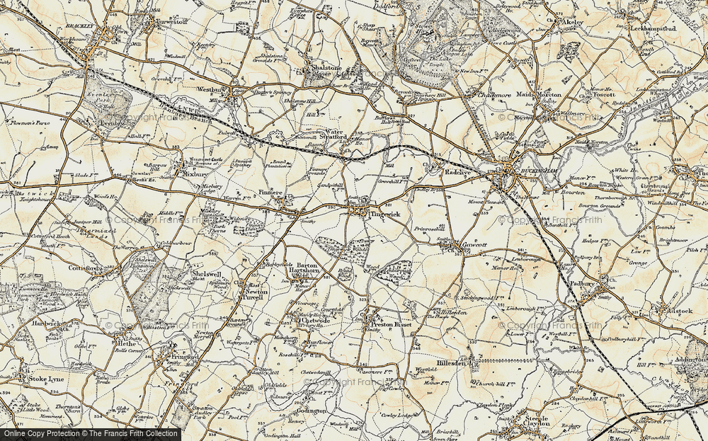 Old Map of Historic Map covering Lenborough Wood in 1898-1899