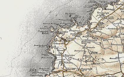 Old map of Tintagel Head in 1900