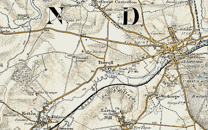 Old map of Tinwell in 1901-1903