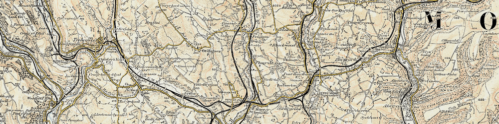 Old map of Tir-y-berth in 1899-1900