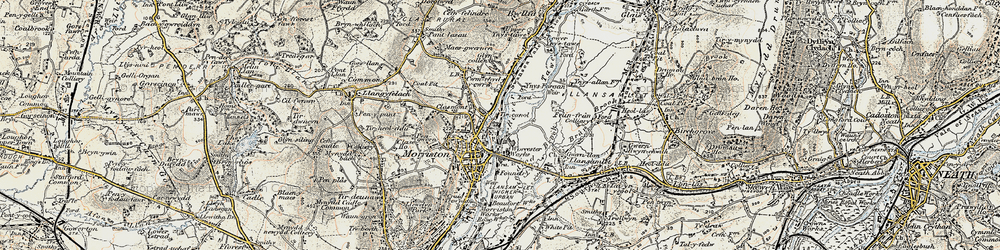 Old map of Tircanol in 1900-1901