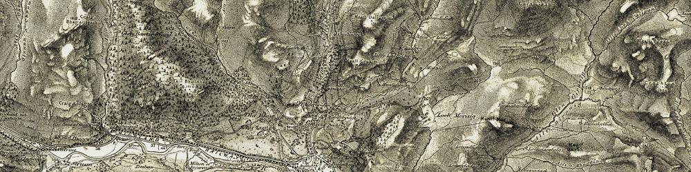 Old map of Blairuachdar Wood in 1906-1908
