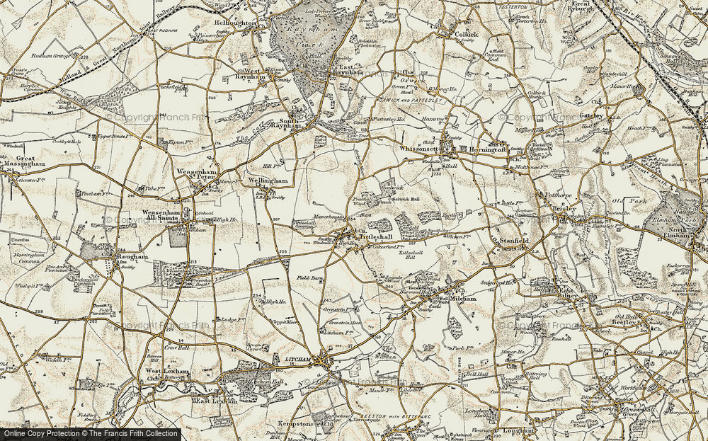 Old Map of Historic Map covering Tittleshall Hill in 1901-1902