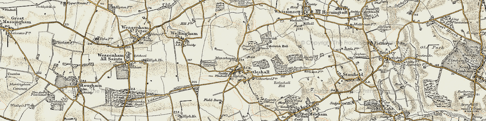 Old map of Tittleshall in 1901-1902
