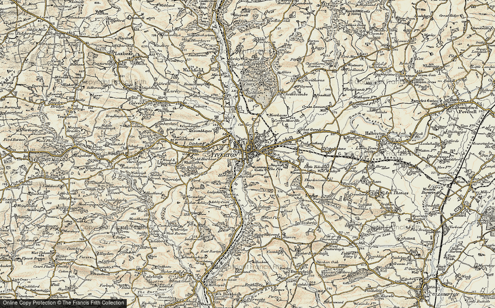 Old Map of Tiverton, 1898-1900 in 1898-1900