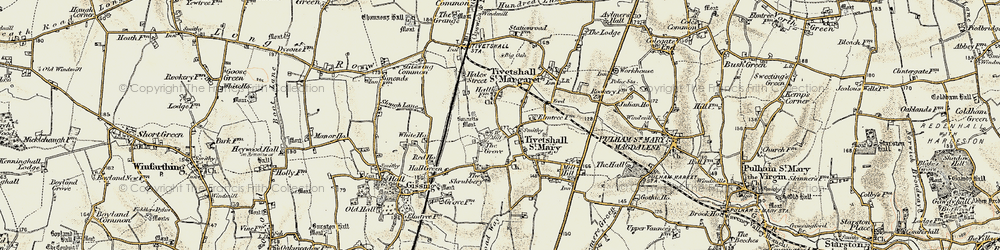 Old map of Tivetshall St Margaret in 1901-1902
