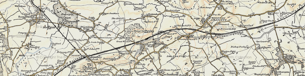 Old map of Tockenham Wick in 1898-1899