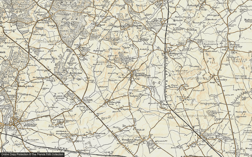 Old Map of Historic Map covering Toddington Manor in 1898-1899