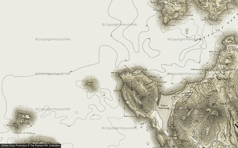 Old Map of Toe Head, 1908-1911 in 1908-1911