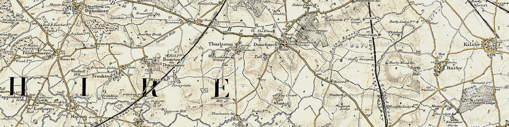 Old map of Toft in 1901-1902