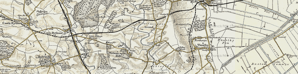 Old map of Toft in 1901-1903